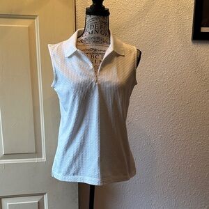 EP Pro Textured White Sleeveless Tennis Jersey Top